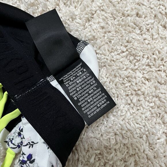 Victoria's Secret PINK Ultimate Small Floral Neon Yellow Lace Up Sports Bra - Picture 8 of 8